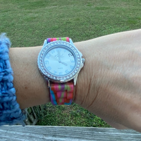 Kim Rogers pastel rainbow watch w/ crystal accents - Picture 4 of 7